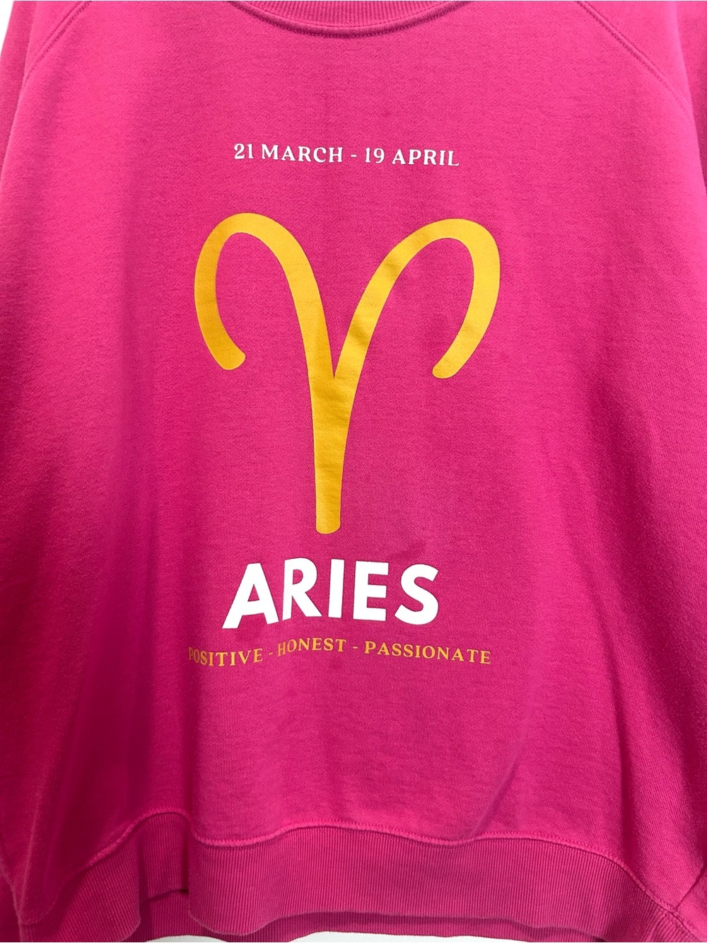 Anthropologie Zodiac Sweatshirt Aries Sz Large Pink Crewneck Pullover Lounge - Picture 4 of 11